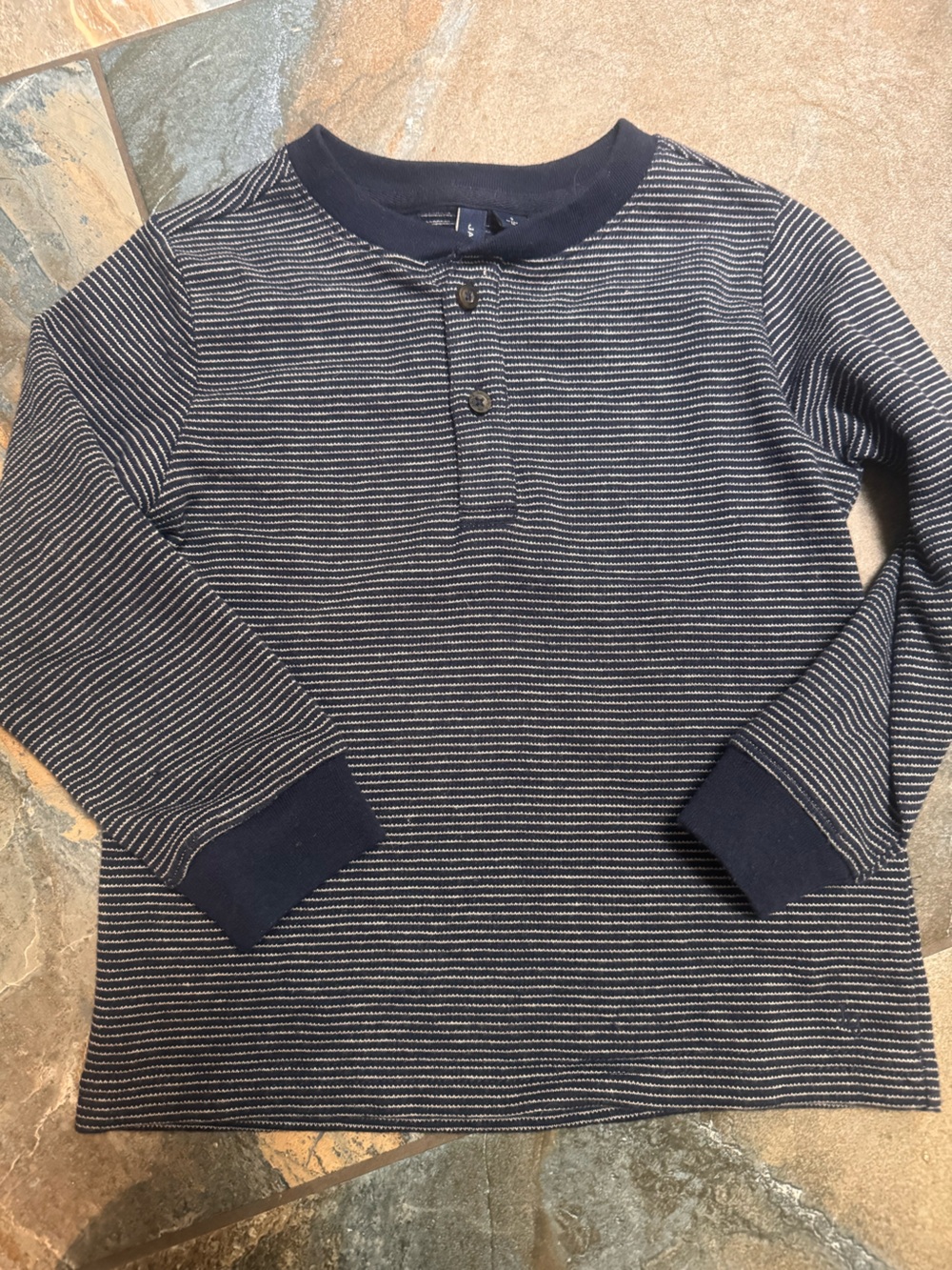 Janie and Jack Navy and White Striped Henley